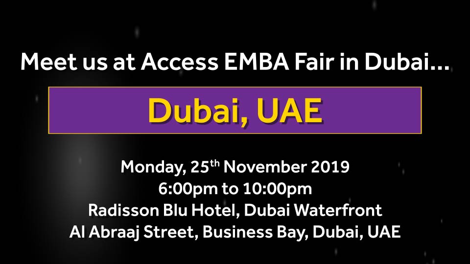 Meet us at Access EMBA Fair in Dubai