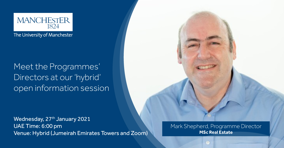 Meet the Part-time MSc Real Estate Programme Director Mark Shepherd at our ‘hybrid’ open information session 